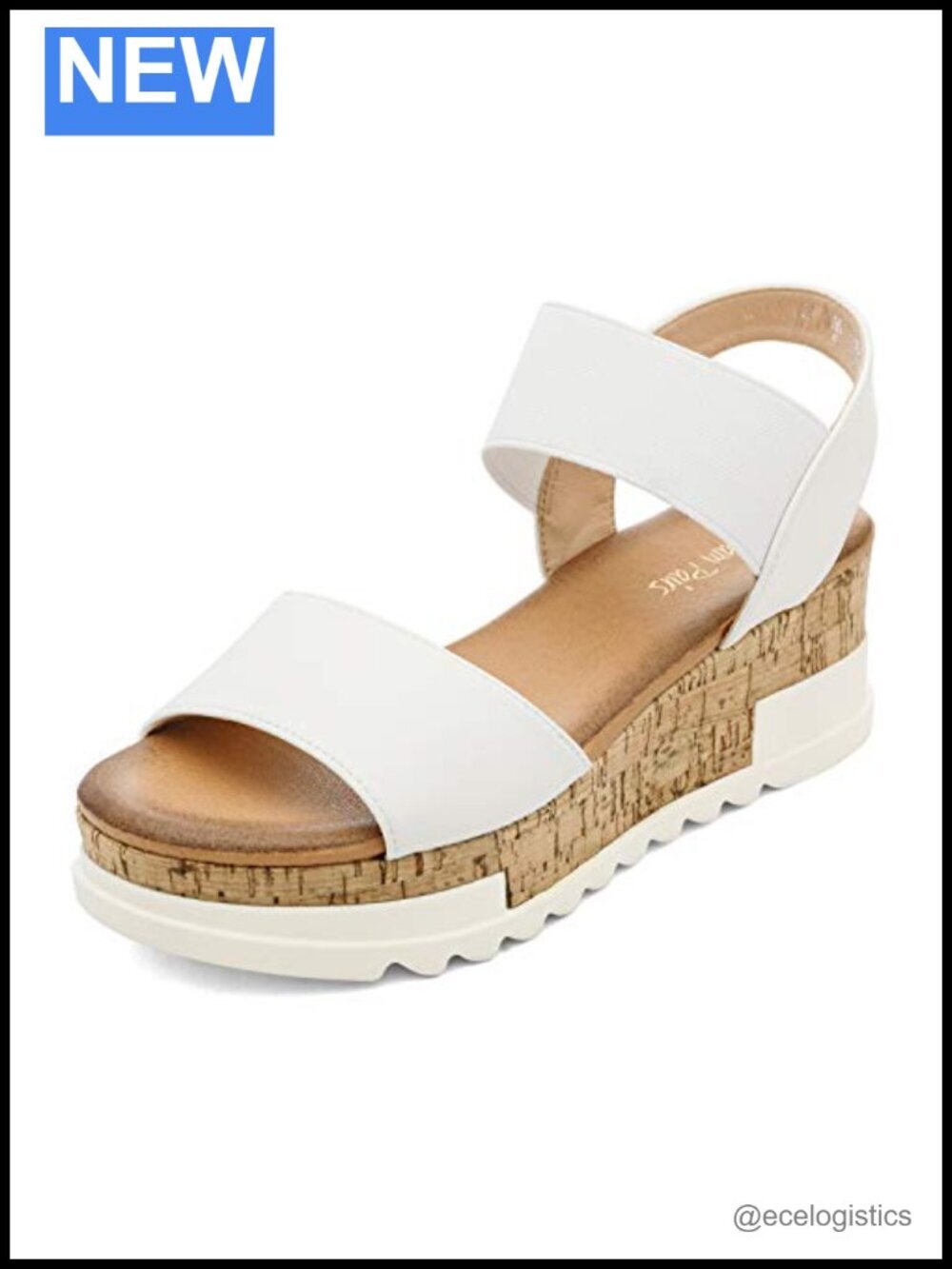 Faux Leather Wedge Platform Sandals with Elastic Straps